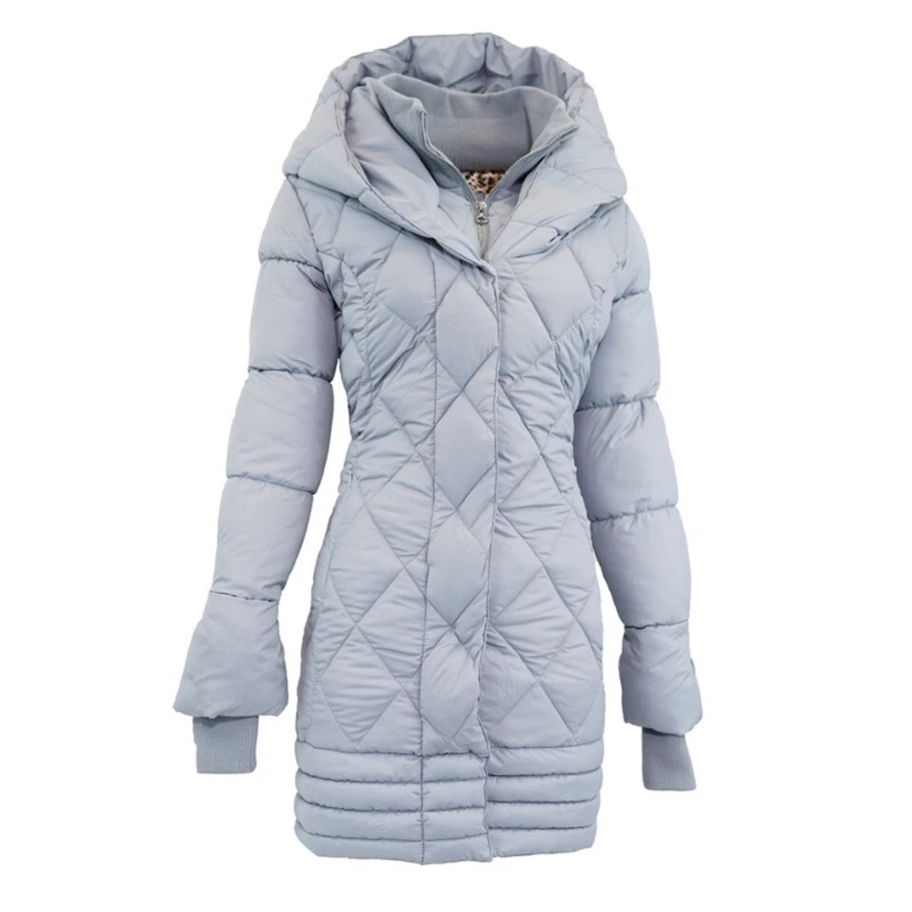 Jessica Simpson - Ice Gray Quilted Hooded Puffer Coat (L)